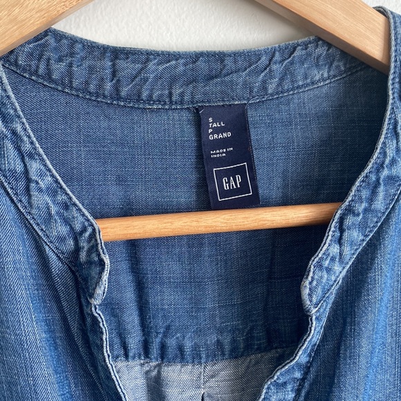 GAP Chambray Denim Shirt Dress Size S Tall - Picture 2 of 8